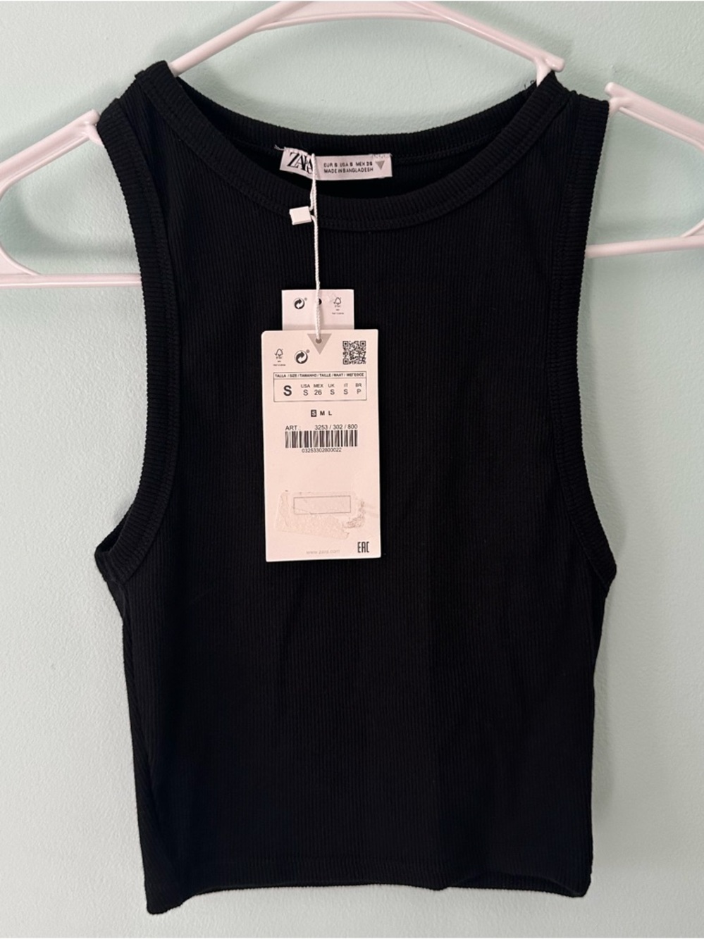 Zara Black Ribbed Tank Top
